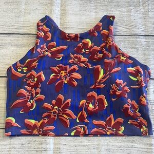 Athleta Sz Medium Conscious Crop Purple/Blue Floral Crop Top • NEW!